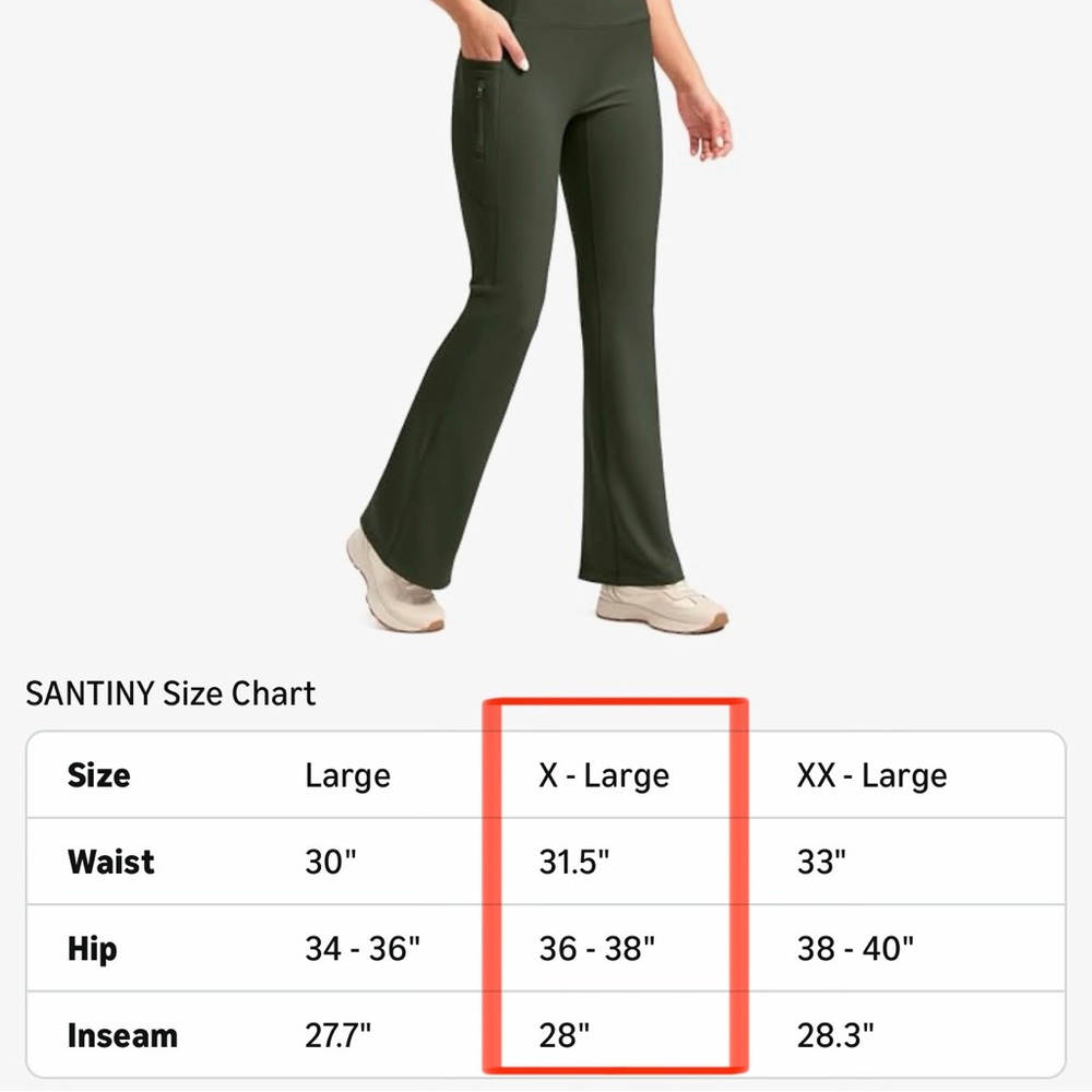 🧘🏻‍♀️SANTINY Fleece Lined Flare Leggings – Women’s XL - Picture 7 of 8